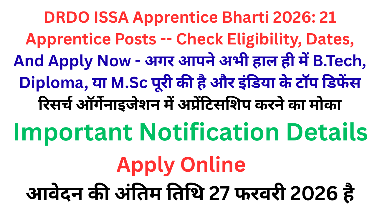 DRDO ISSA Apprentice Bharti 2026