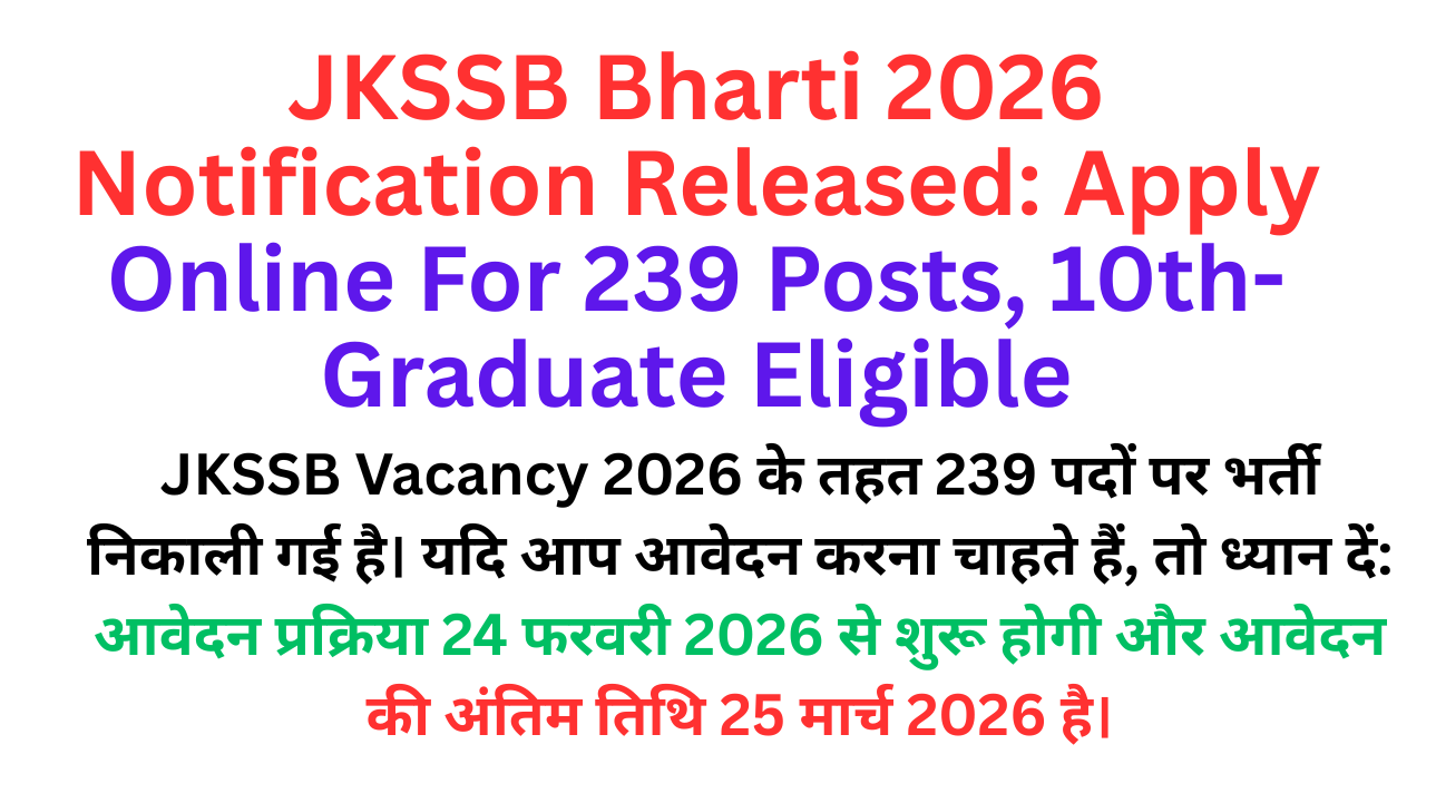 JKSSB Bharti 2026 Notification Released