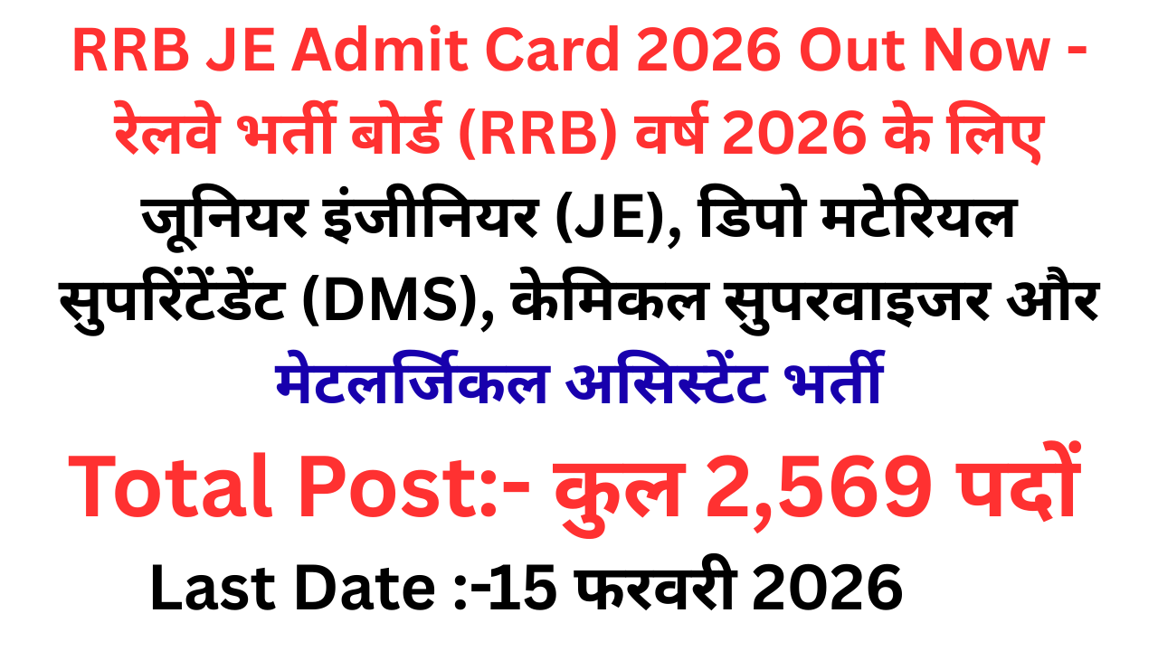 RRB JE Admit Card 2026 Out Now