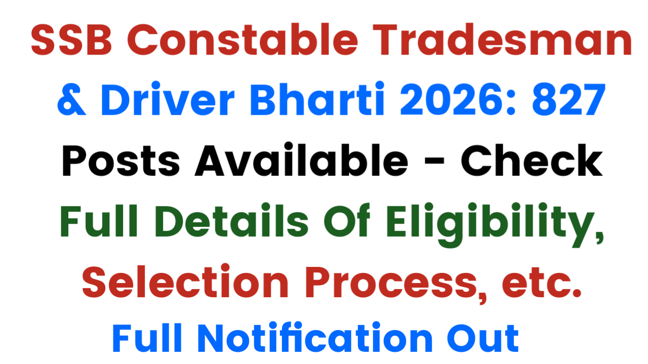SSB Constable Tradesman & Driver Bharti 2026